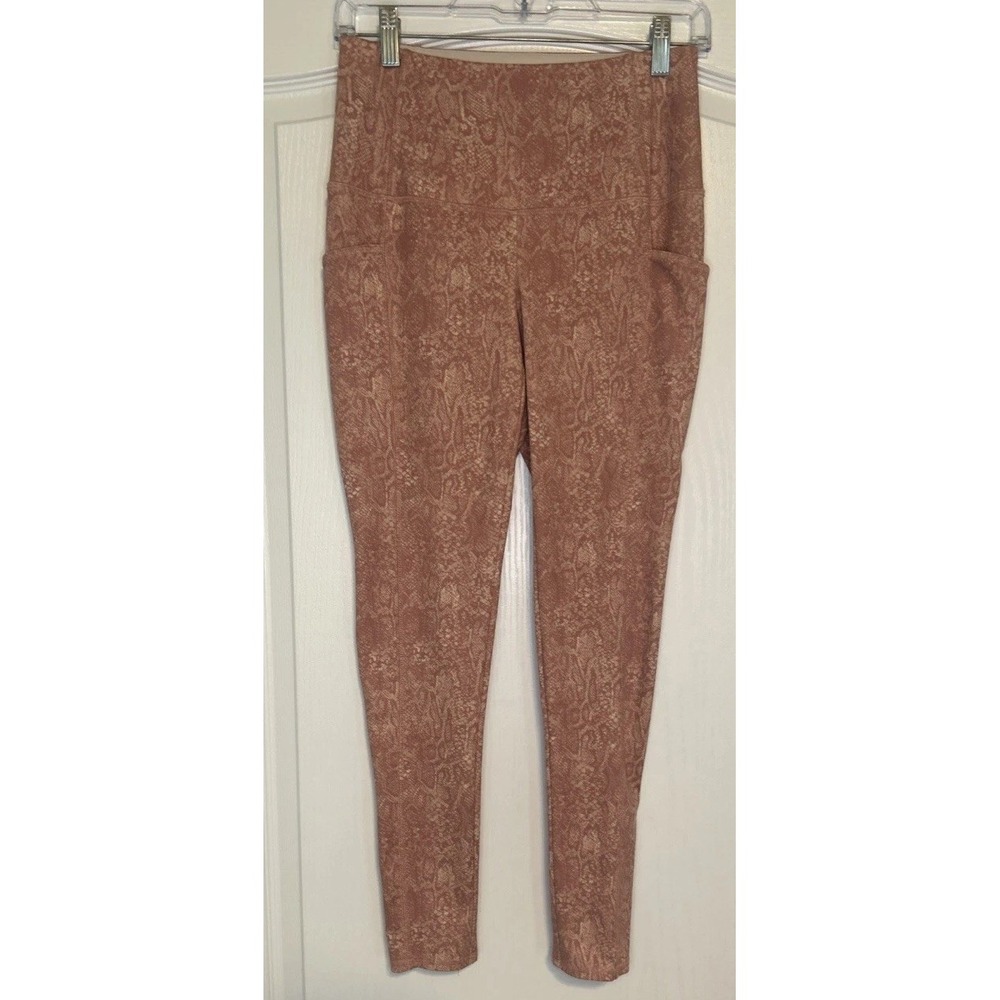 Chico's Zenergy So Slimming Pink Snakeskin Leggings Pockets Womens Size 0 4-6